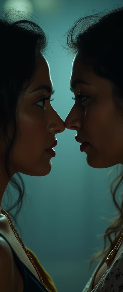 Indian lesbian rivals stare nose to nose