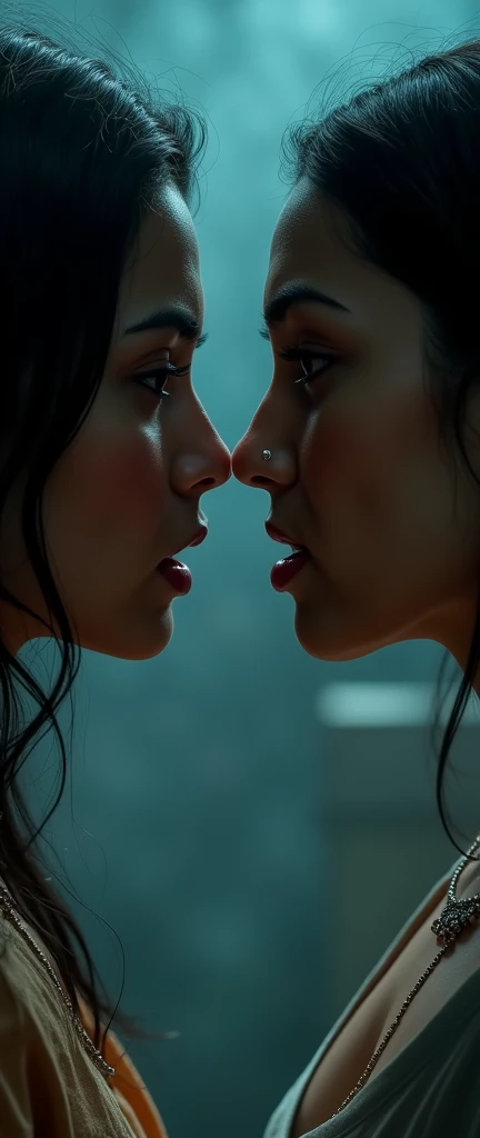 Indian lesbian rivals stare nose to nose 