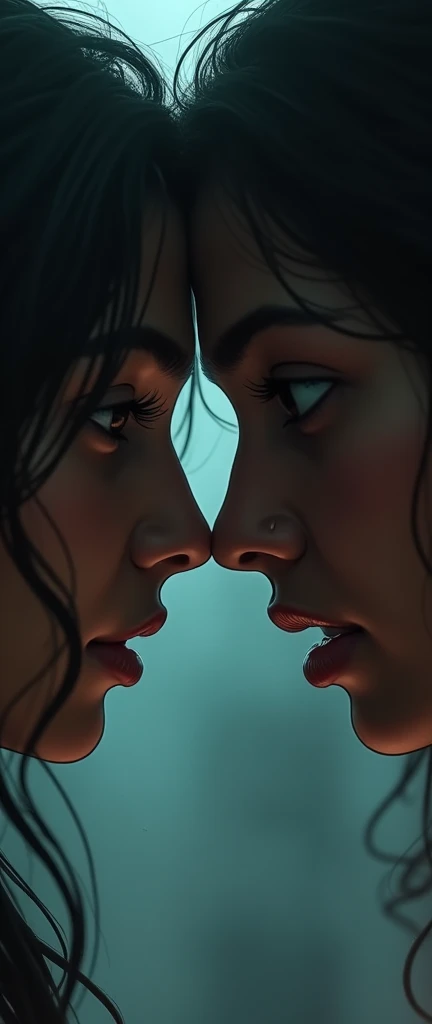 Indian lesbian rivals stare nose to nose