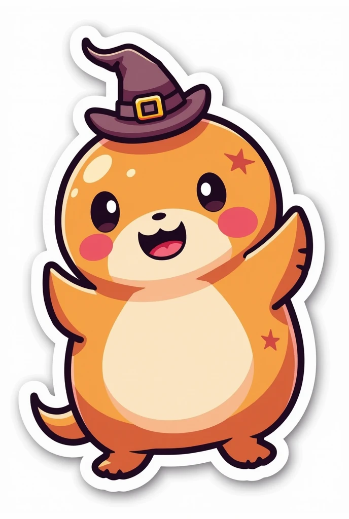 halloween outline, Sticker, Blissful, Tertiary Color, Chibi, Contour, Vector, White Background