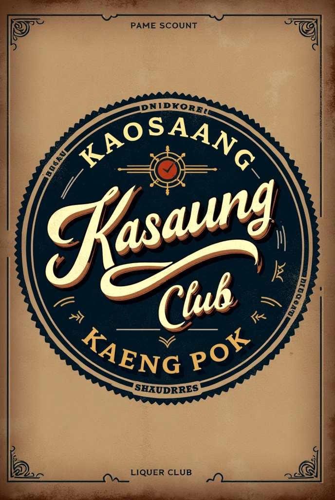 Make a circle logo, name: Kaosaeng Kaeng Pok, a vintage liquor club mood.