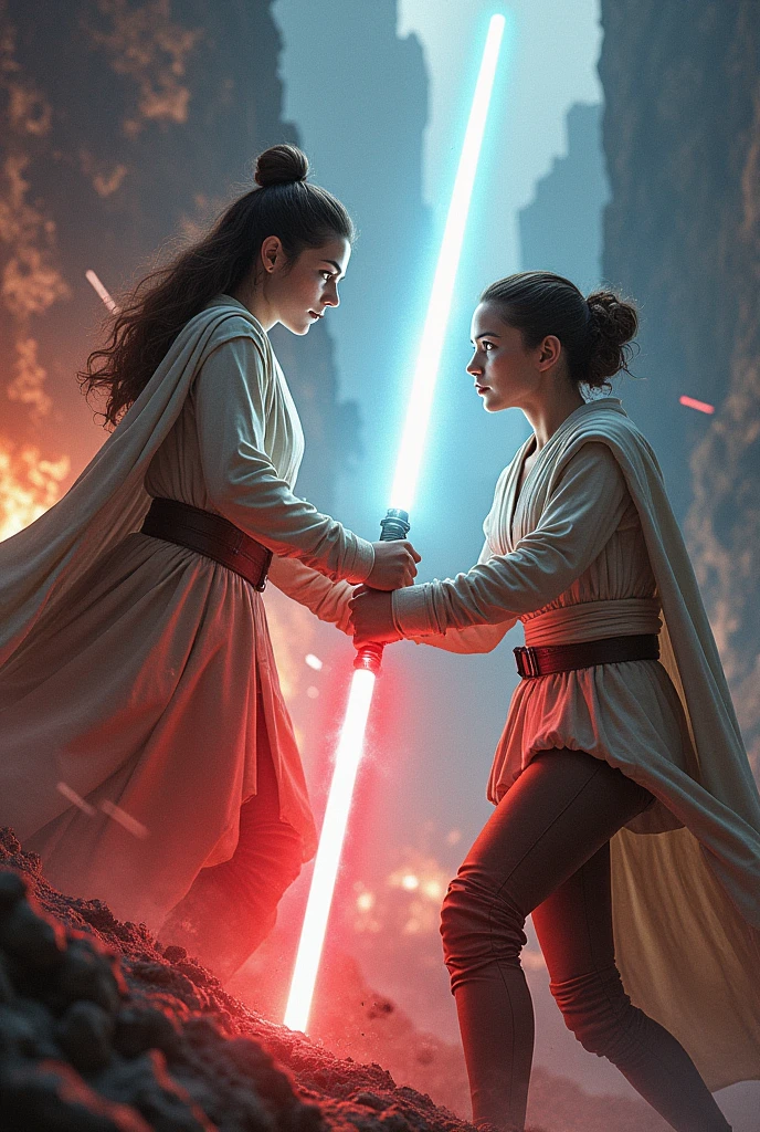 Carrie Fisher as Princess Leia and Scarlett Johansson as Mara Jade Skywalker vs Daisy Ridley as Rey Skywalker