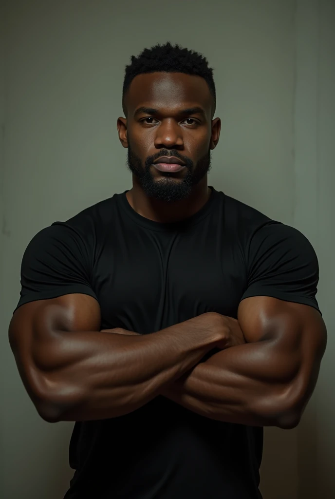 Black silhouette of a bodybuilder with dumbbells