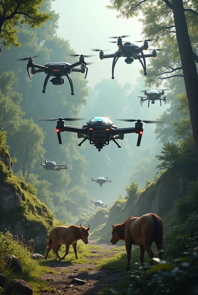 Drones with wild animals

