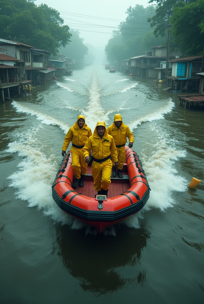 An Aalfed man in a yellow jacket reported in the rain, high quality news footage, news broadcast, weather report style, TV news, news footage, weather report, news footage, Breaking news snippets, TV capture, news coverage, very heavy rain, it is raining heavily, typhoon, live footage