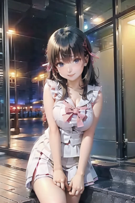 ((Highest quality)), ((masterpiece)), (detailed), One person, sexy,非常にdetailed, Perfect Face, Perfect body, Huge breasts, Very big ass, Straight hair、Beautiful woman,Black-haired、Japanese women、 smile, Hata, Glowing Skin、From below, Huge breasts, Side bust , Thighs, Cleavage, Spread your legs, ((Shrine maiden costume)),No underwear