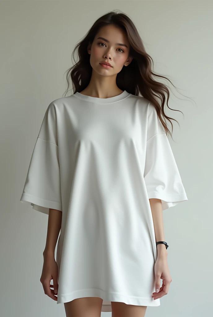 generate female model for oversize t-shirt