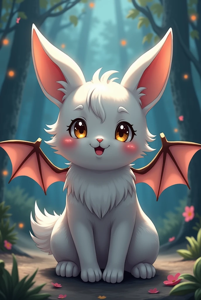 Neko Arc as Nanachi from Made in Abyss, big bat wings, usagi, neko, happy