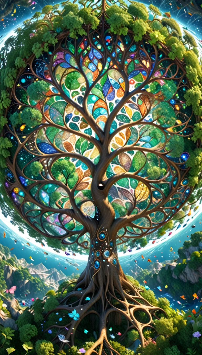 (Evolution of life)、Fibonacci、the golden ratio、melted wax、Visible brush strokes、3D tessellation wireframe、neural graphic、neurons、The Tree of Life、Farbe、tenderness、passion、The ultra -The high-definition、8K UHD、masterpiece
