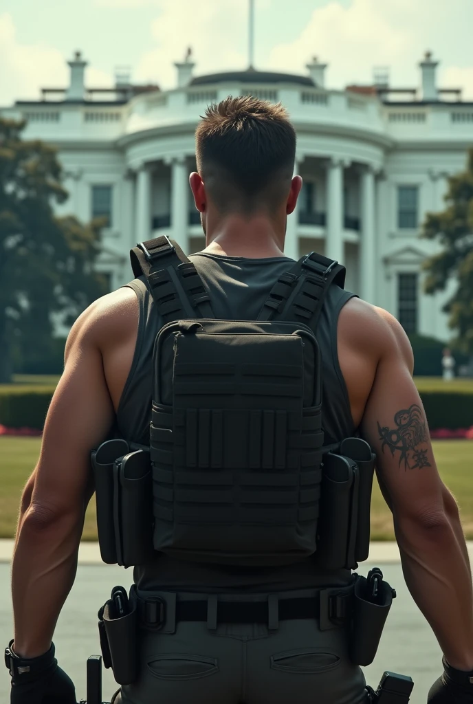 Karl urban Billy butcher character with tactical in the boys tv series he going to white house but showing back side and range 5 kilometer 