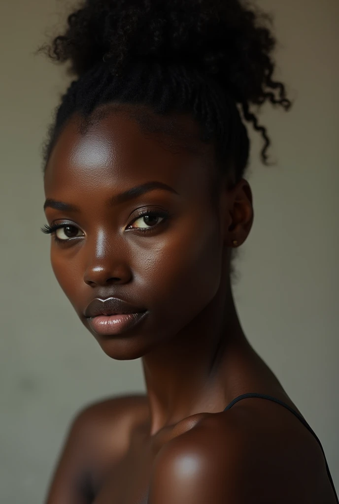 Black woman hair in a bun naked