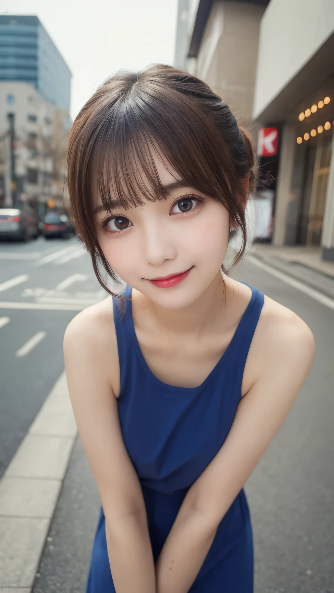 Tabletop, Highest quality, shape, Very detailed, finely, High resolution, 8k wallpaper, 完璧なダイナミックな構shape, Beautiful and exquisite,ランダムなcute髪,,Natural color lip, Bold sexy pose,smile、20-year-old girl、cute、Always blur the background,Perfect and beautiful face,Slim face and figure,Big eyes、Putting on gal makeup,Small face,Shooting from below、smile,Blurred Background,Elegant feminine face、Cyberpunk Fashion、Change pose randomly、Randomly change the shooting angle and position、smile、Top to bottom々Shoot from the right angle and direction、cute、cute顔、Evangelion(Rei Ayanami)Cosplay