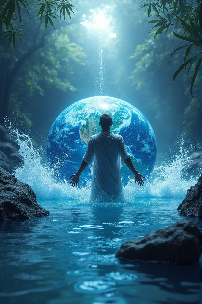 Water god filling the planet with water 