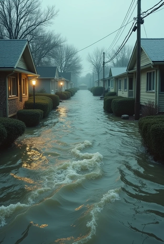 Floodwaters entering homes through doors and windows.