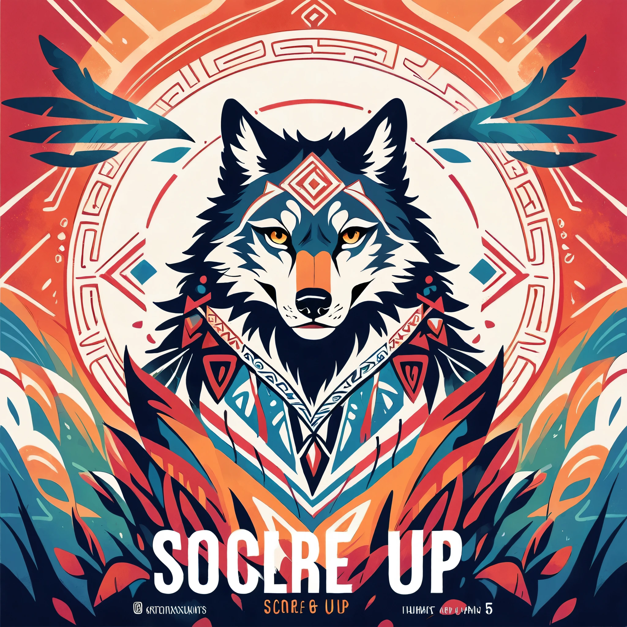 rating_safe, score_9, score_8_up, score_7_up, score_6_up, score_5_up, score_4_up, hires, source_furry, cover_page, Tribal Spirit animals, A t-shirt design inspired by tribal art and folklore, featuring intricately detailed spirit animals such as wolves, The design incorporates geometric patterns and bold linework to create a striking and powerful composition, white background,