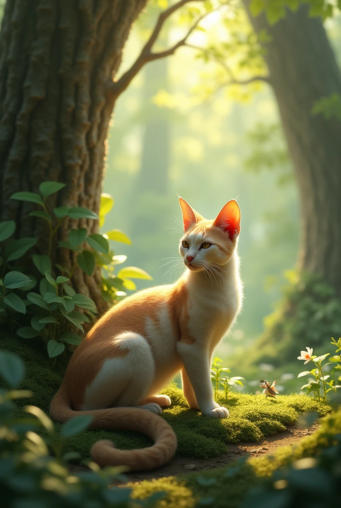 Beautiful cat sit on the forest