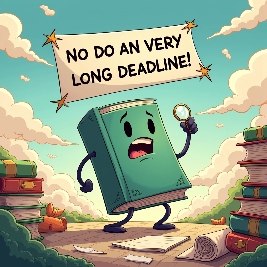 very long deadline, book, cartoon