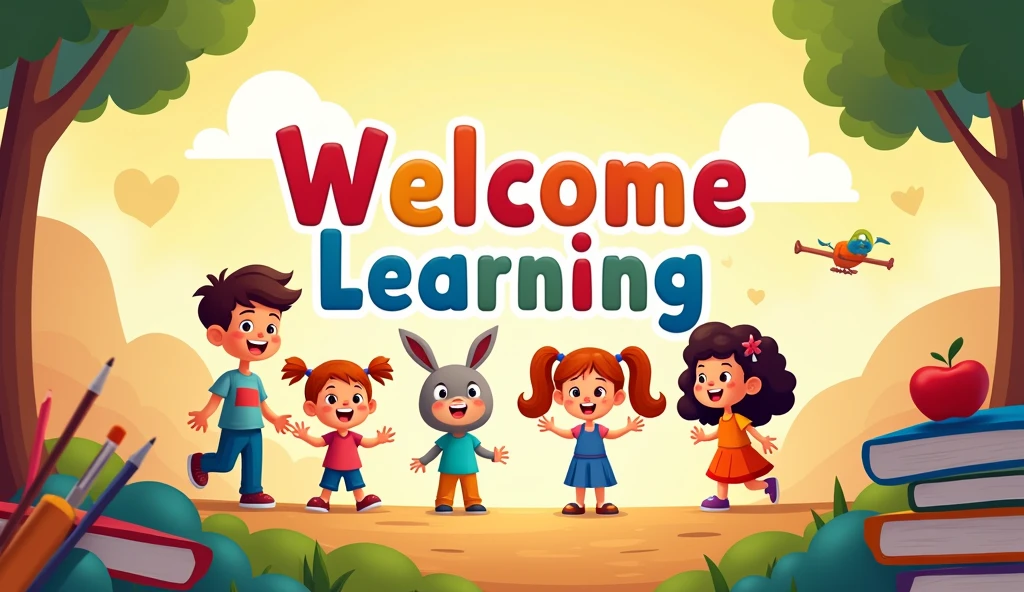 Welcome scene cartoon banner
@ kids learning academy 123 channel