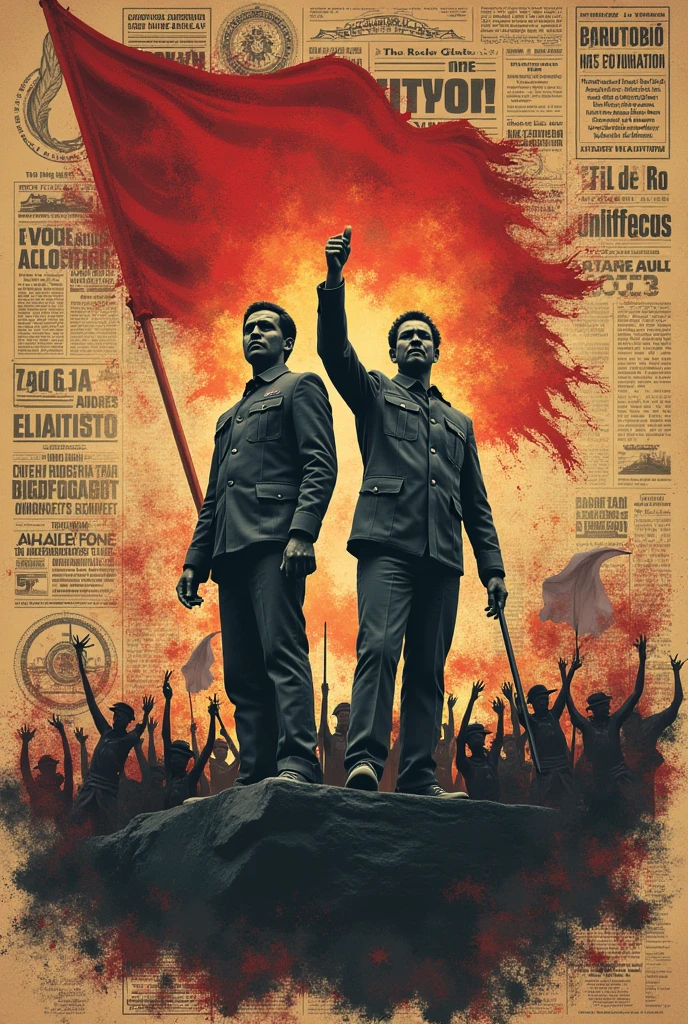 National Language of Filipino in the time of revolution, and also include Emilio Aguinaldo, Andr s Bonifacio and Other National Hero in the History of Filipino Revolution. Poster of Month of Philippines Language in each Filipino color of brown the blood and sweat of heroes to fight the country because of the use of words and tint of ink of newspaper and propagandas, poster