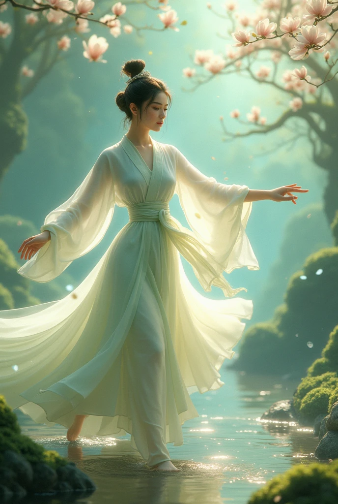 Come from afar，It is like a jade girl in plain clothes dancing，With sacred beauty，Magnolia scent，It is the land that surrounds us，Or quiet and elegant，Or take it easy，Fresh and charming，Dazzling，It returns to its roots，It is because of this style，It&#39;s more charming, Hua Mulan