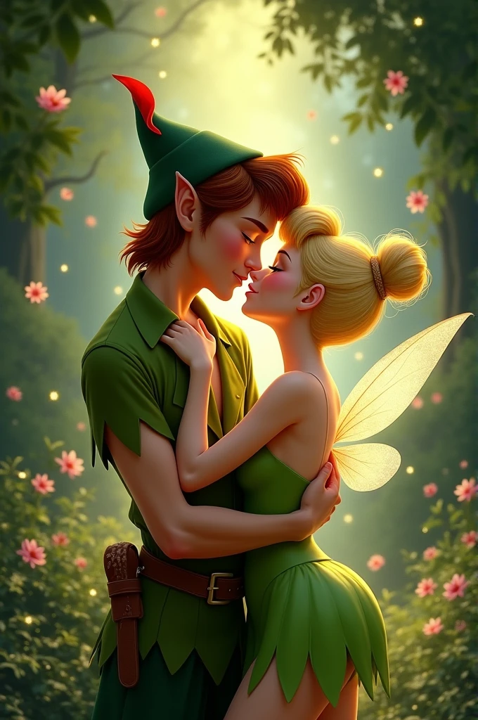 Thinkerbell kissing peterpan