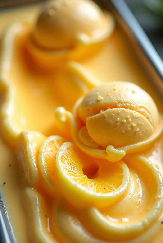 The production process of passion fruit ice cream with cream 