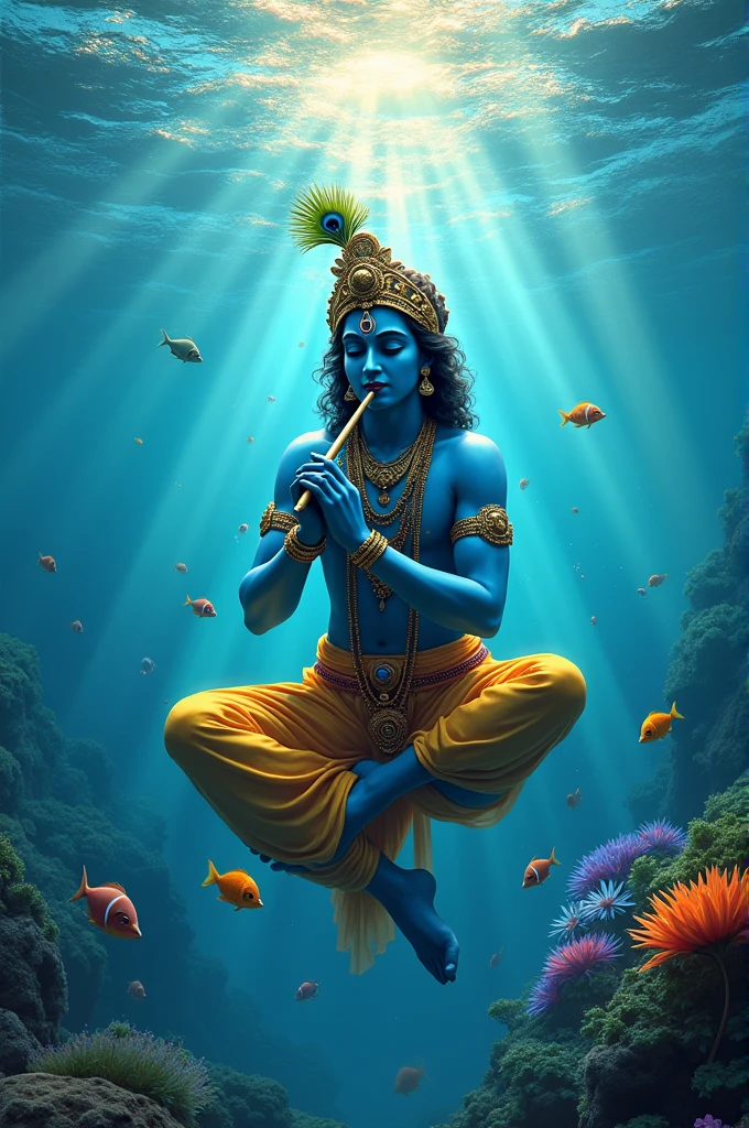 Create a lord krishna in sea