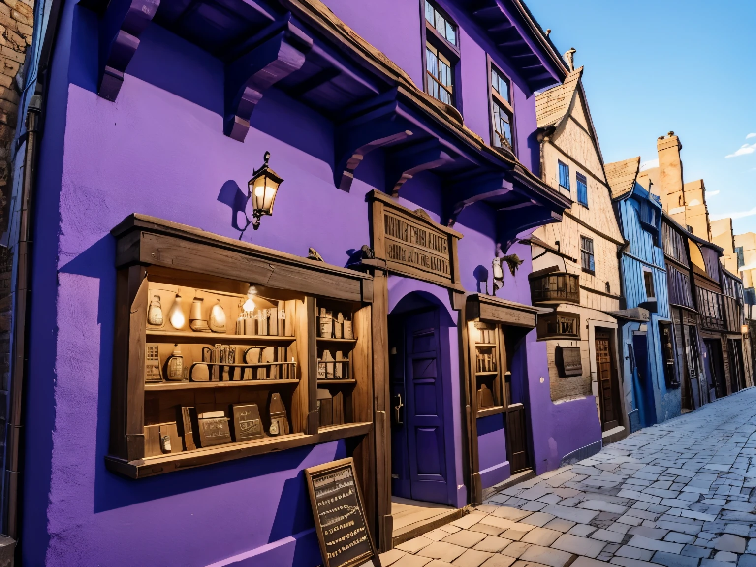 Medieval curiosity shop, ((Exterior)), wall is painted purple