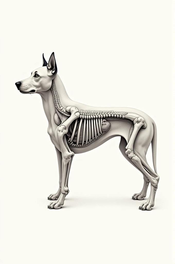 Dog in midsagittal plane position drawing