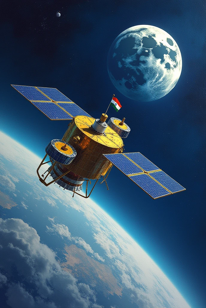Chandrayan 3 earth to moon painting for class 5 easy