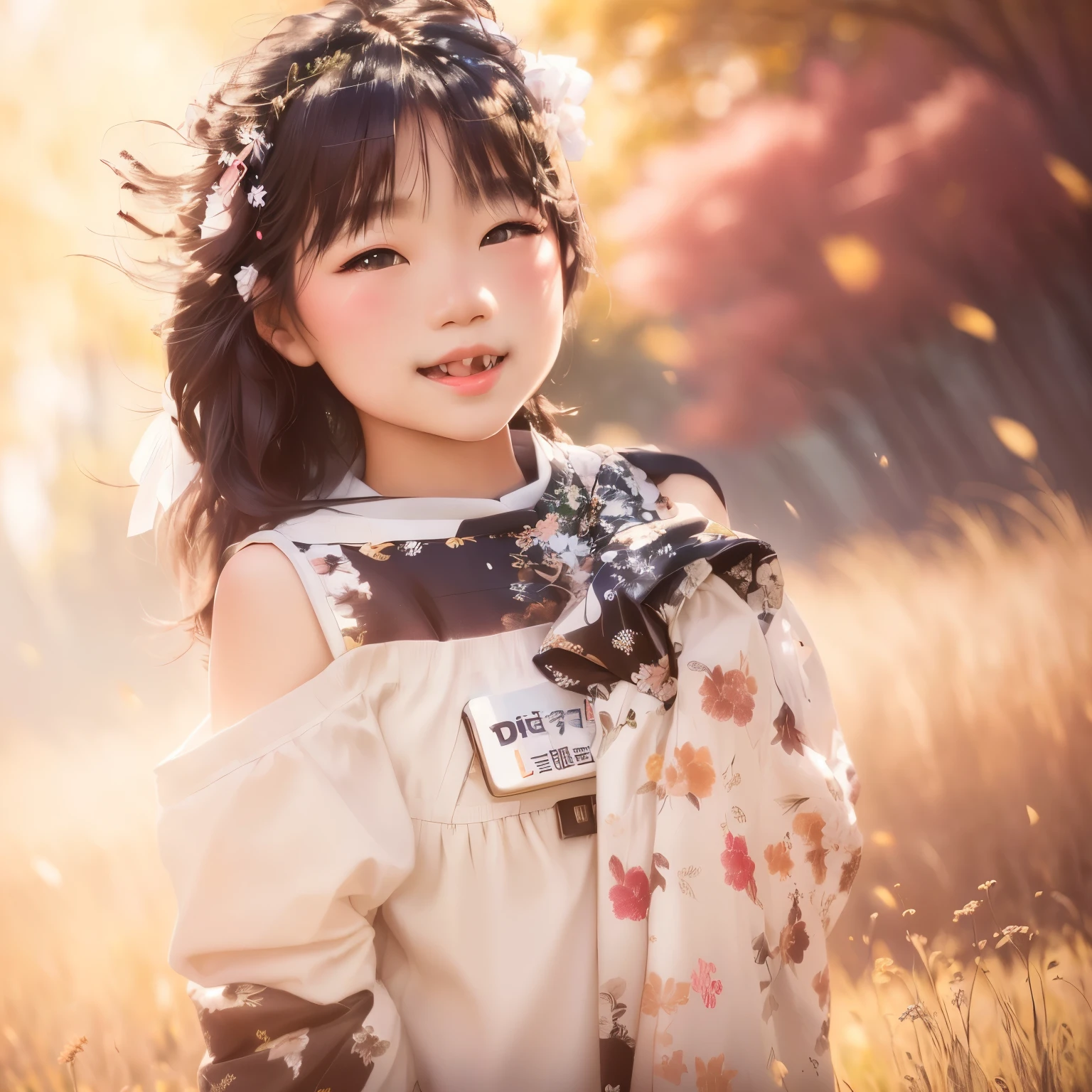 There is a young girl standing in the grass., young asian girl, Cute young, Young Japanese, DSLR 5.0mm Portrait Photo, Portrait of a Japanese girl, Photo taken with Nikon D750, Photo taken with Nikon D750, 1 3 5 mm Nikon Portrait, Chiho, 70mm Portrait