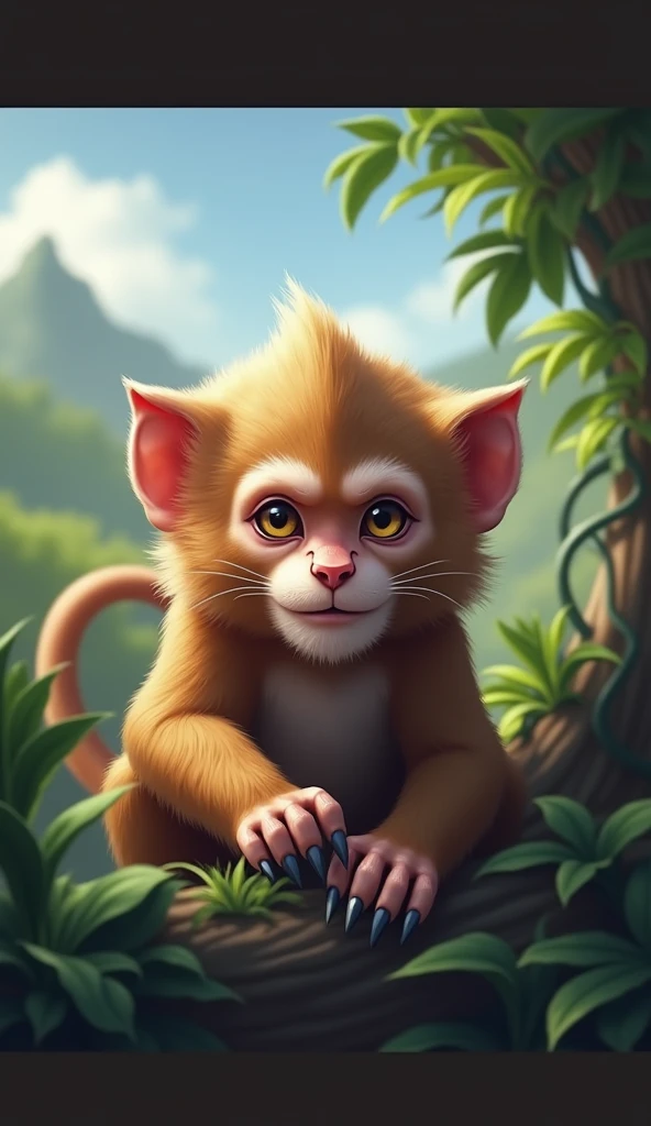 Monkey looking lion