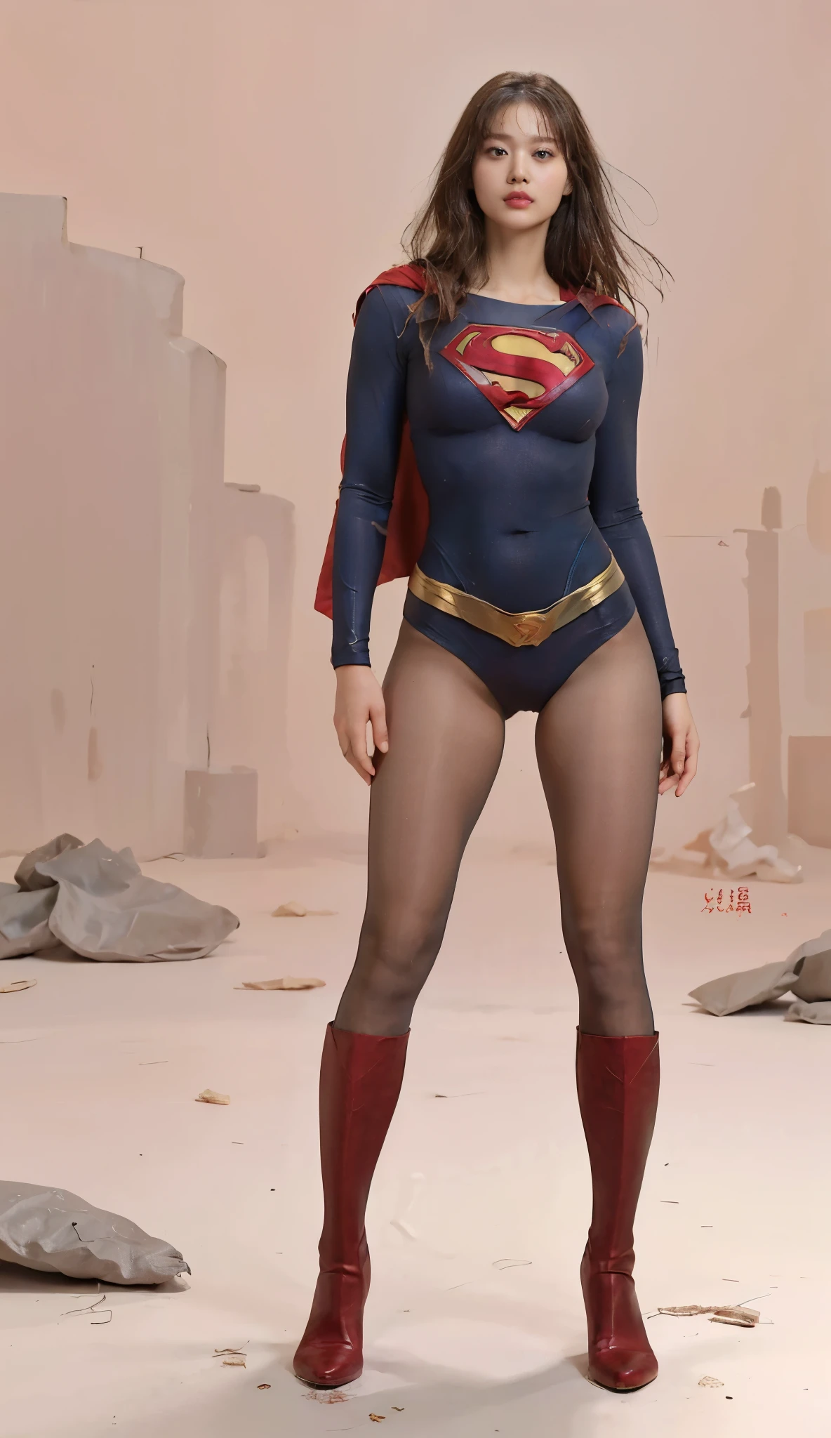 No background、(((Beautiful legs in black tights.)))、(((Legalize the beauty of your suffering face)))、((((Make the most of your original images)))、(((Supergirl Costume)))、(((Beautiful Hair)))、(((suffering)))、(((Please wear black tights....、Wear red boots)))、((Best image quality、8k))、((Highest quality、8k、masterpiece:1.3))、(((Preserve background )))、Sharp focus:1.2、Beautiful woman with perfect figure:1.4、Slim Abs:1.2、Wet body:1.5、Highly detailed face and skin texture、8k