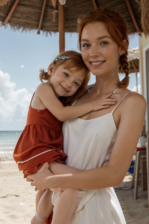 2heads, (one head child:1.5), (one head adult:1.5), (A blonde and a redhead:1.3)