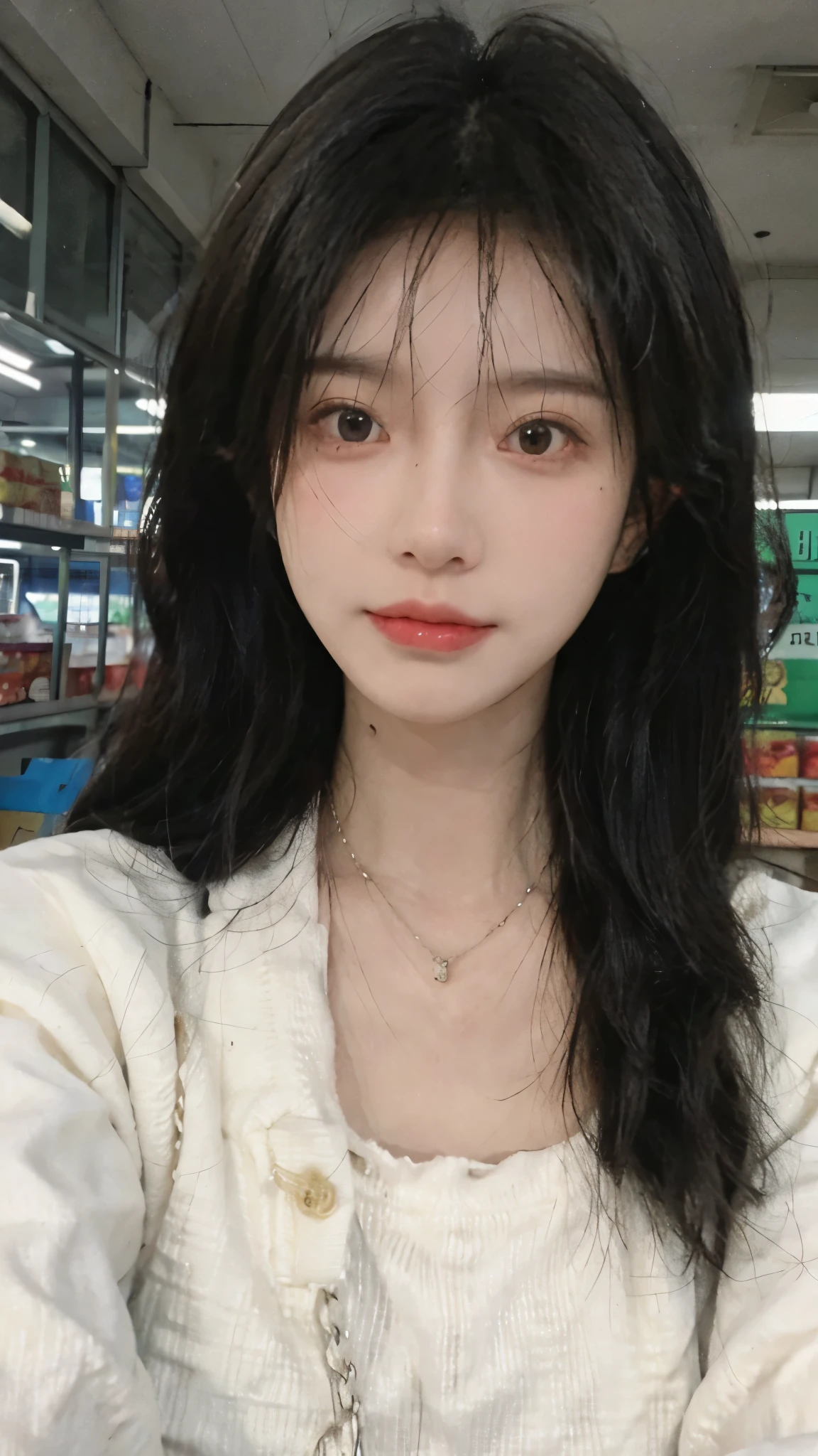 wear mask,Best quality,wear mask,Ultra-high resolution,(Realism:1.4),wear mask:1.4,Cute hairpins,girll,Cropped black sweater,wear mask,Look directly at the audience,Full of atmosphere,Beautiful woman with a slim figure:1.4,wear mask,supermarket,whole body,Super delicate face,Exquisite eyes,Double eyelids,necklace,wear mask,