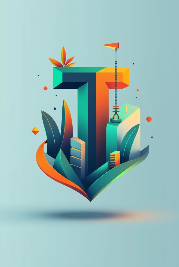 Modern and colorful logo for an engineering and construction company called Trevizol Engenharia and the main symbol is the letter T highlighted