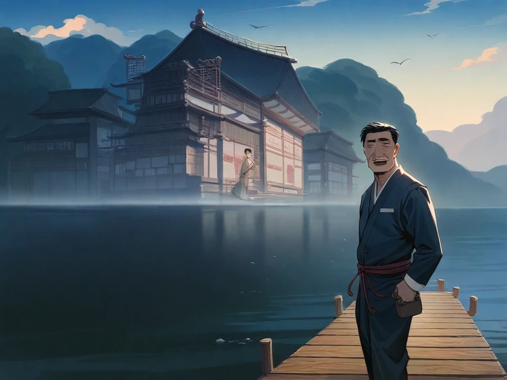 best quality,People wearing Hanfu standing on the boat ,Anime characters wearing Hanfu, Chinese, 穿着ancient China的衣服, ancient China, 身着ancient China服饰, Chinese traditional clothing, Chinese Fantasy