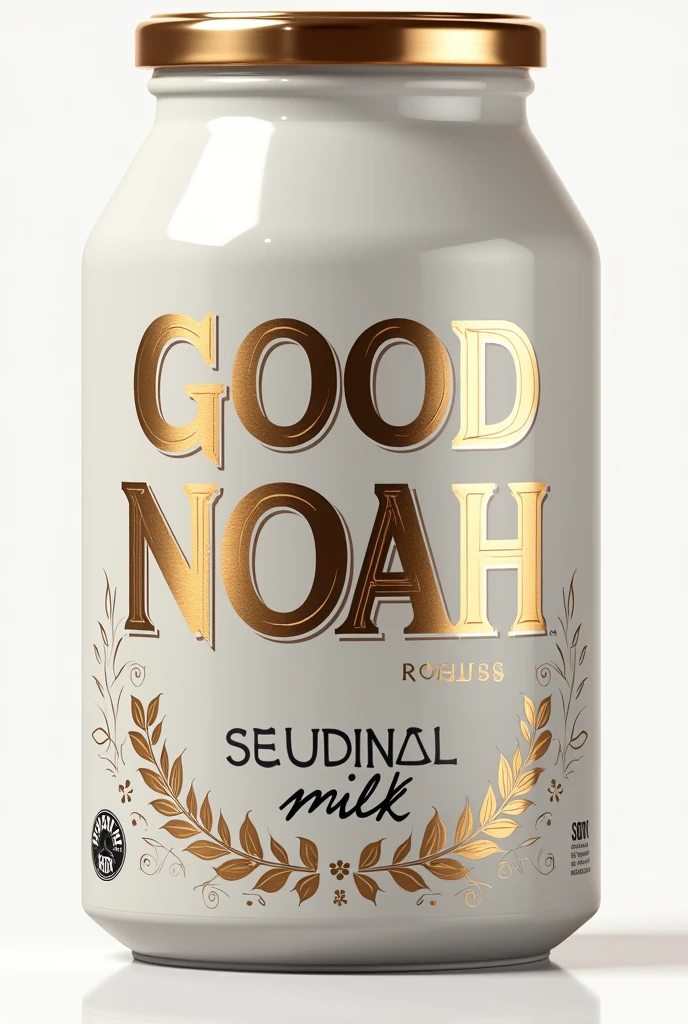 Create a new layer and select the Text tool (T). Enter text "Good Noah" and choose a nice font, luxury from available font list. Adjust size, letter spacing and font to match the packaging design. Sử dụng các công cụ Style và Effects để thêm màu sắc, shadows or decorative effects if required. Save the design in a format suitable for use on milk cans