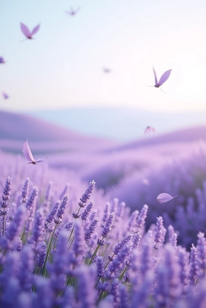 lavender essence with lavender leaves flying in the lavender fields