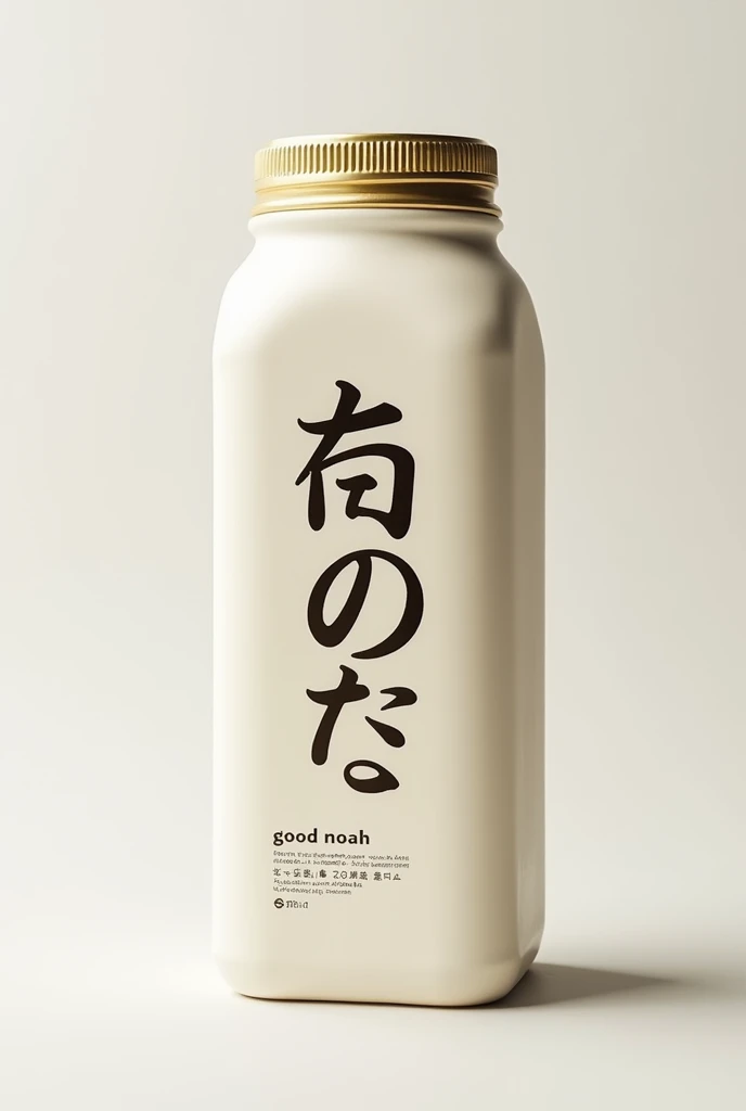 Create a new layer and select the Text tool (T). Enter text "Good Noah" in Japanese and choose a nice font, luxury from available font list. Adjust size, letter spacing and font to match the packaging design. Sử dụng các công cụ Style và Effects để thêm màu sắc, shadows or decorative effects if required. Save the design in a format suitable for use on milk cans
