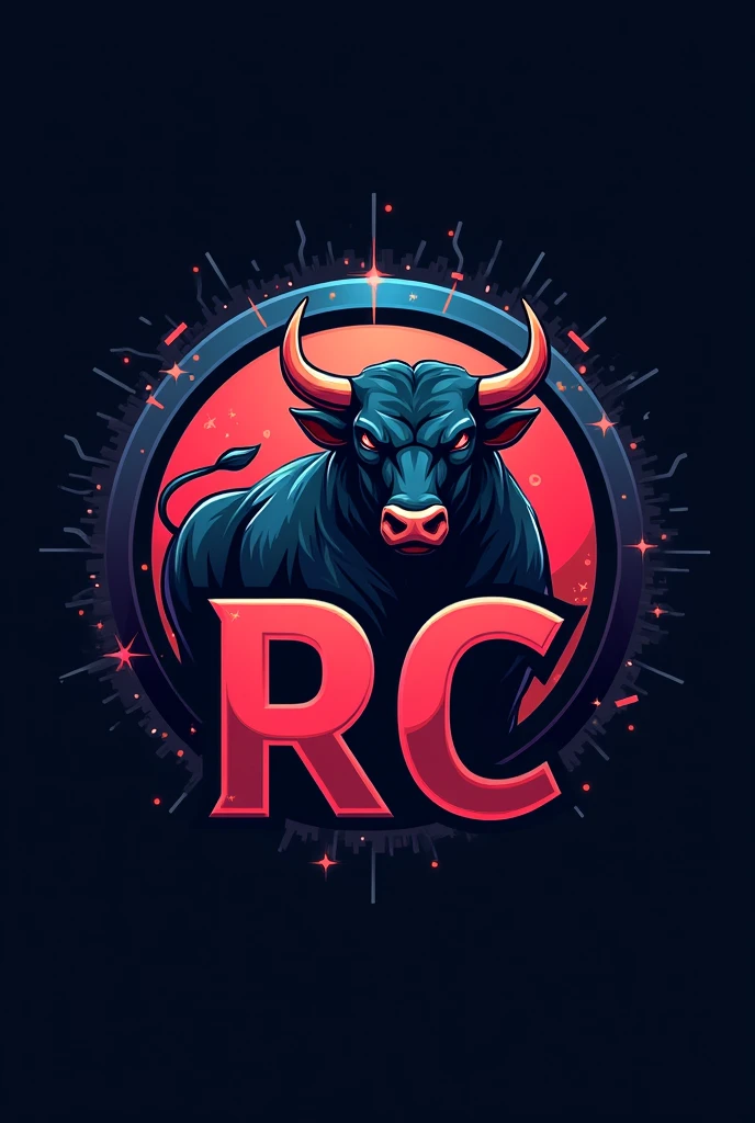 Believe me the RC cryptocurrency logo with a bull circling the logo