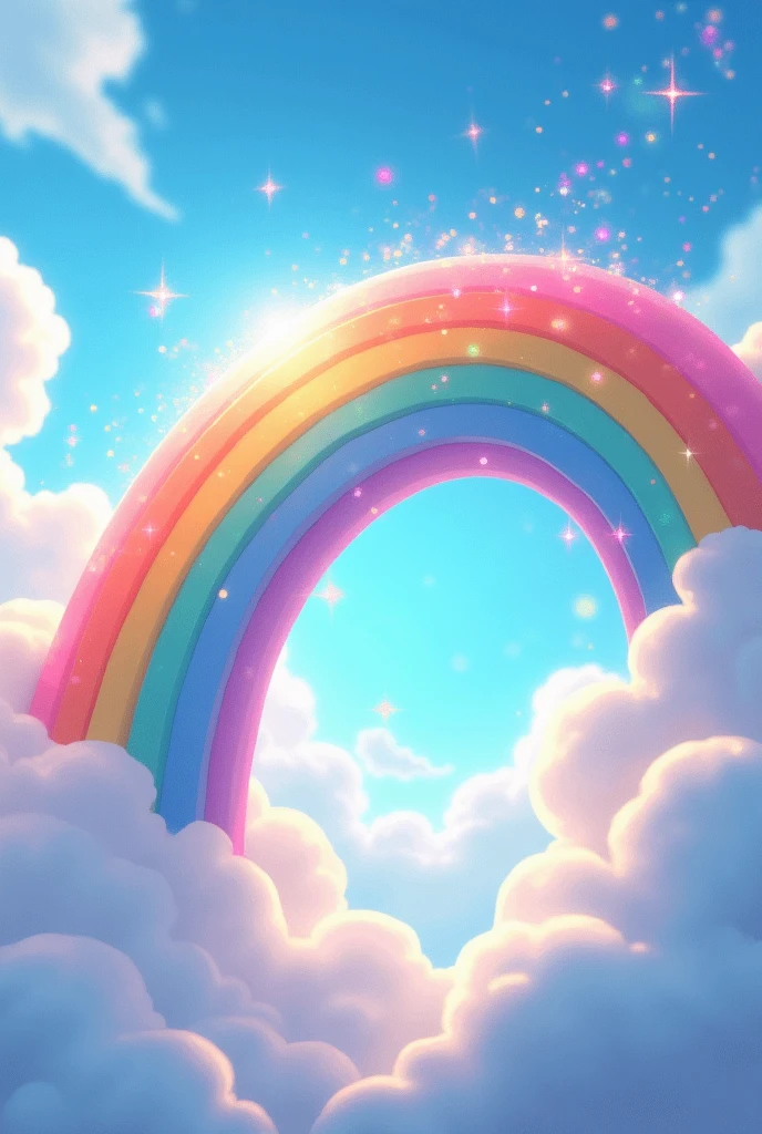 For kids about rainbow colour 
Rainbow, rainbow, shining so high,
With a rockin’ beat, we reach the sky.