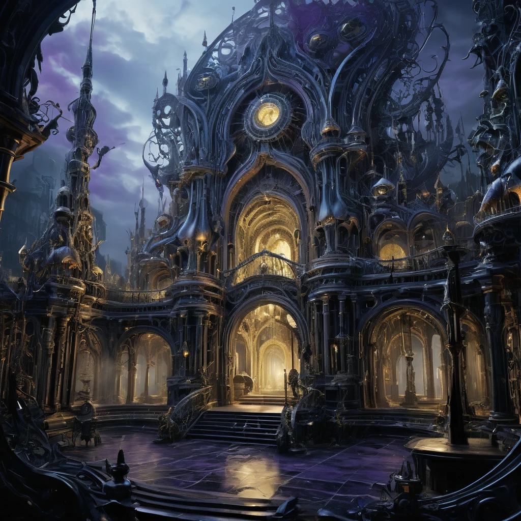 An AI-generated masterpiece depicting a chilling symphony of music resonating from within grotesque, organic structures inspired by H.R. Giger's nightmarish creations. The scene showcases the fusion of art and technology, creating an eerie and surreal ambiance. The image portrays the following elements:
- (best quality, 4k, highres, masterpiece:1.2), ultra-detailed, (realistic, photorealistic, photo-realistic:1.37) rendering: The image is of the highest quality, with intricate details and lifelike textures. The lighting and shadows are meticulously crafted to create a realistic atmosphere.
- Grotesque, organic structures: These otherworldly structures are reminiscent of H.R. Giger's signature style, blending bio-mechanical elements with hauntingly beautiful aesthetics. The intricate details of the structures convey a sense of dark elegance.
- AI-generated music: The air is filled with an ethereal symphony, harmonizing with the surroundings. The music is an AI-generated composition, creating a unique, haunting experience for the viewer.
- Eerie ambiance: The scene exudes a chilling atmosphere, with hints of suspense and mystery. The lighting is subdued but strategically placed to enhance the unsettling mood. Shadows dance across the grotesque structures, adding depth and drama.
- Surreal elements: The image presents a surreal setting that merges the boundaries between reality and dreams. It sparks the imagination and invites viewers to explore the darkest corners of their minds.
- Cinematic color palette: The color palette consists of deep, rich tones, enhancing the eerie atmosphere. Shades of dark blues, purples, and blacks dominate the scene, adding a sense of unease and mystery.
- Unconventional perspectives: The composition features unconventional angles and perspectives, allowing the viewer to immerse themselves in the surreal world. The distorted viewpoints add to the unsettling nature of the image.
- Attention to detail: Every element of the image is m
