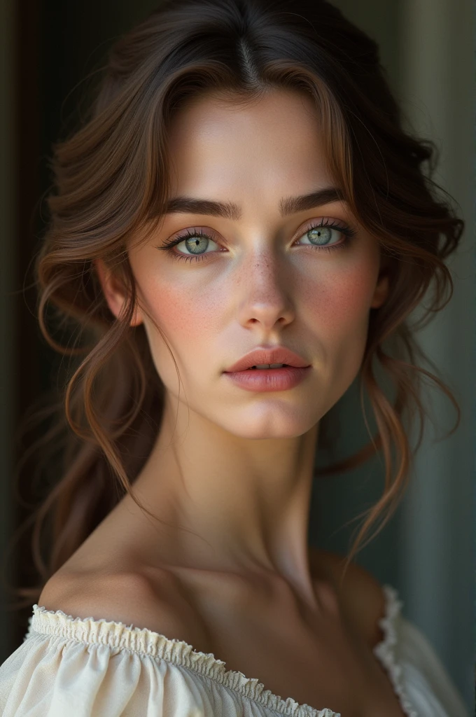 Brune yeux clair européenne