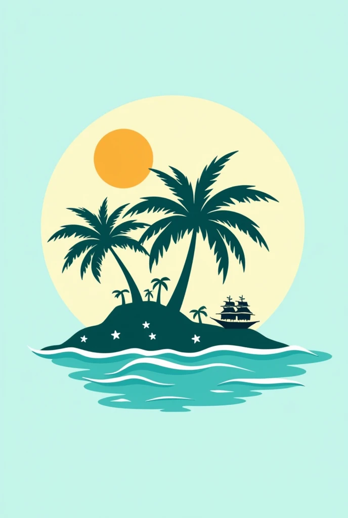 Design a professional logo.Theme: Tropical island and sea beauty.Colors: Bright and fresh colors such as ocean blue, palm green, and golden sand.Visual Elements:Tropical Island: Include a silhouette of an island with palm trees or small mountains.Sea: Add sea elements like waves, a ship, or a sunset.Accessories: Consider adding elemen like seashells,starfish,or snorkeling gear. Style: Modern and clean, smooth line, ensuring clarity. Typography: Mandeh Paradise with elegant and readable font.