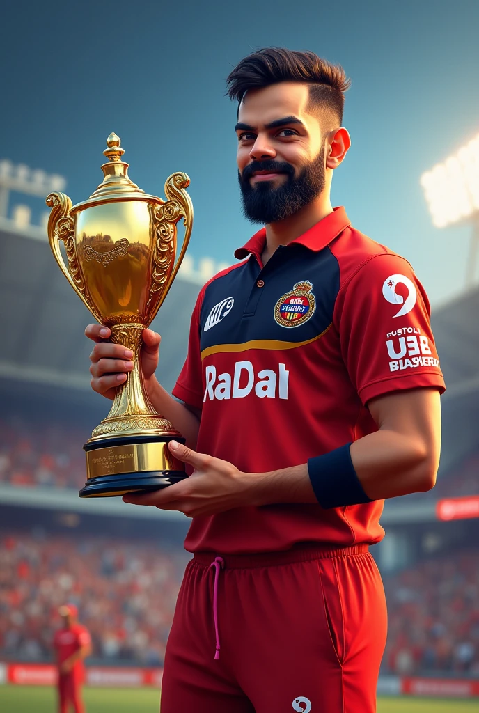 Virat Kohli with ipl trophy in rcb
