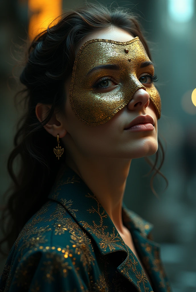 A hot girl has a large heart and she where masks