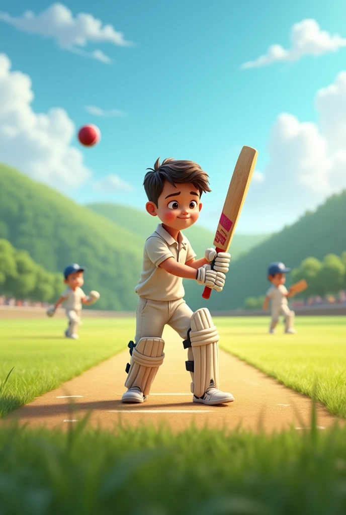 Boy are play a cricket on ground 

