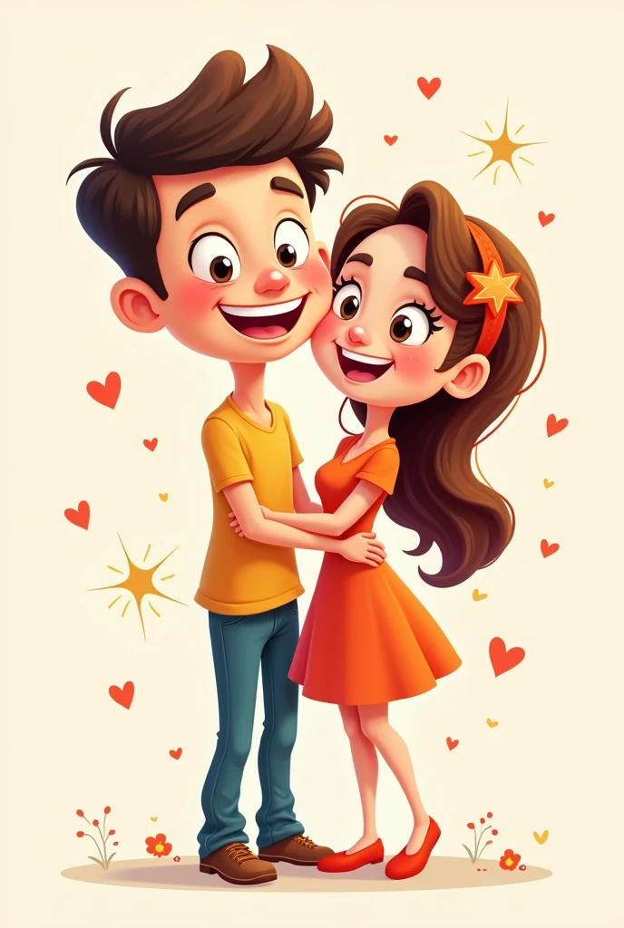 give me a cartoon couple photo, for my social media