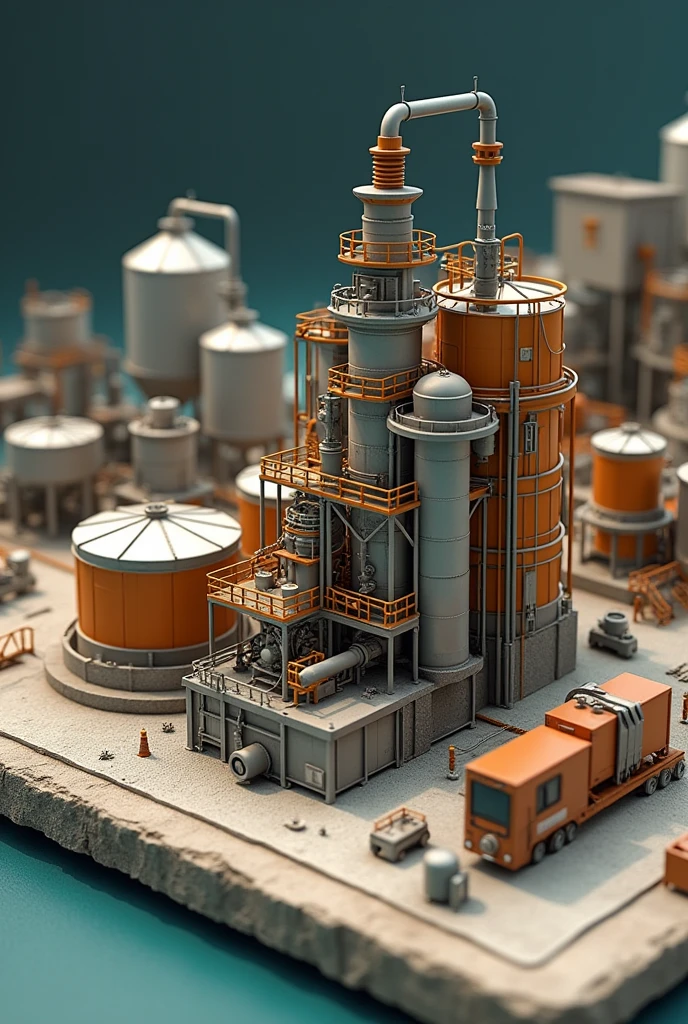 Oil extraction with solvent extraction plant model for exhibation with parts name